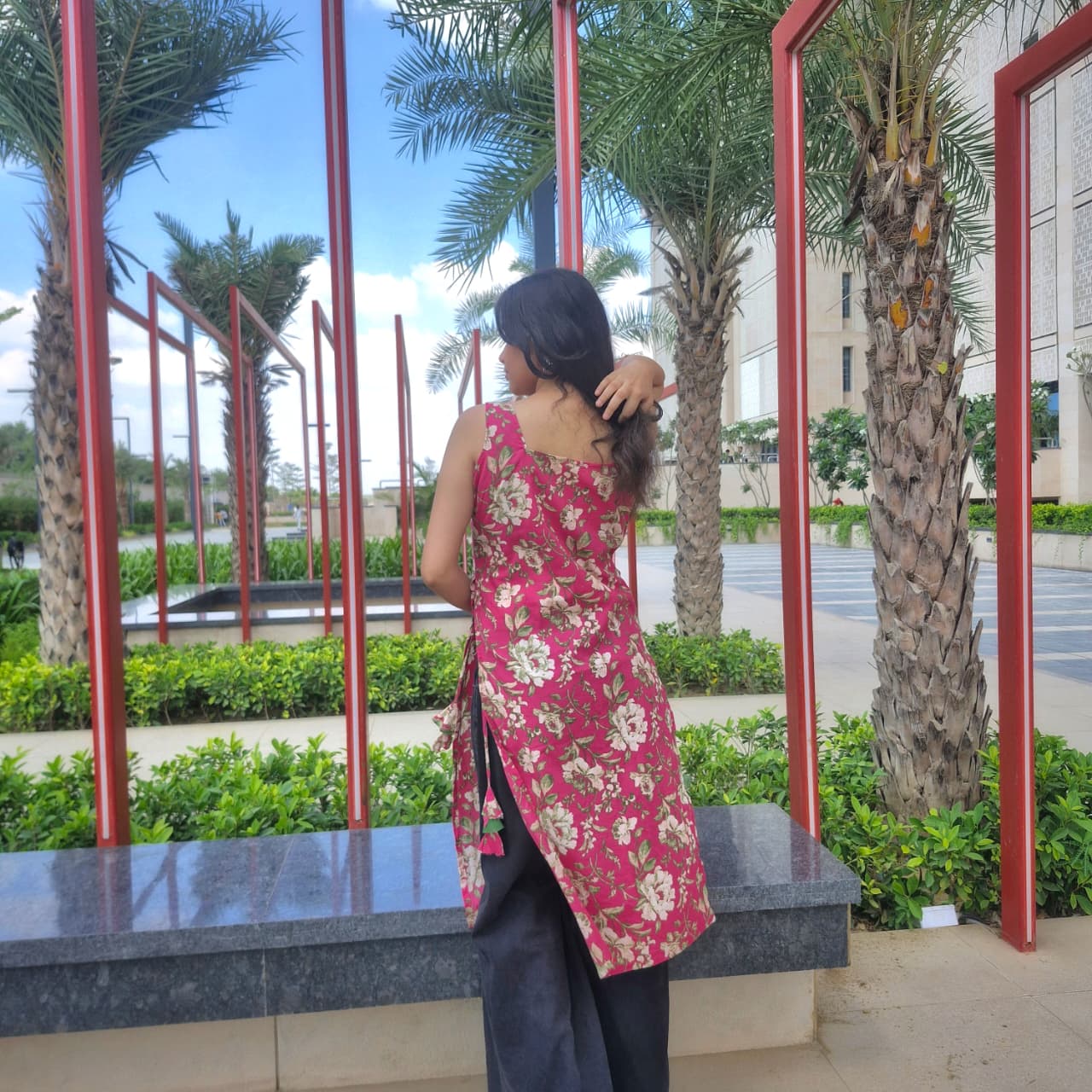 Long Cotton Floral Kurti for Women – Square Neck Festive & Casual Wear