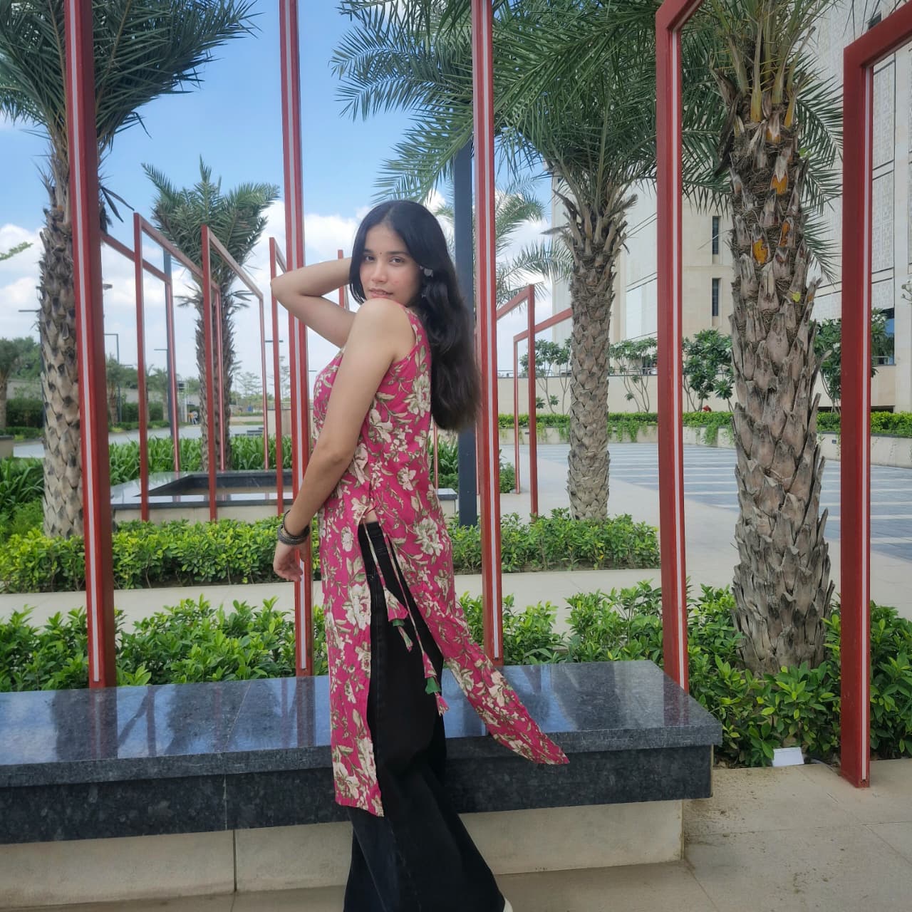 Long Cotton Floral Kurti for Women – Square Neck Festive & Casual Wear