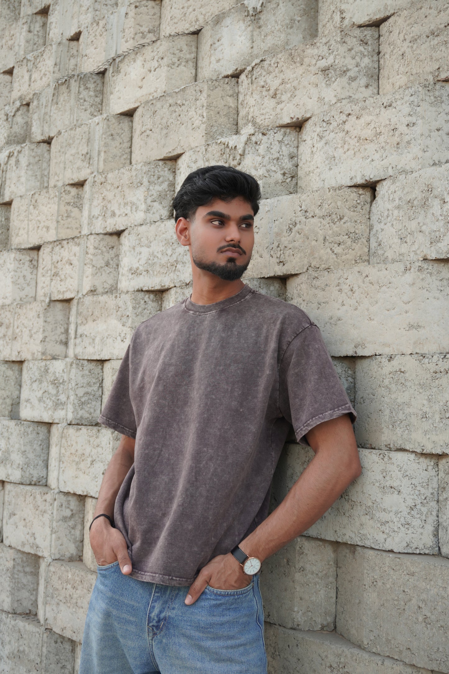 Vintage Acid Wash Boxy Fit T-Shirt – 250 GSM Heavyweight Cotton