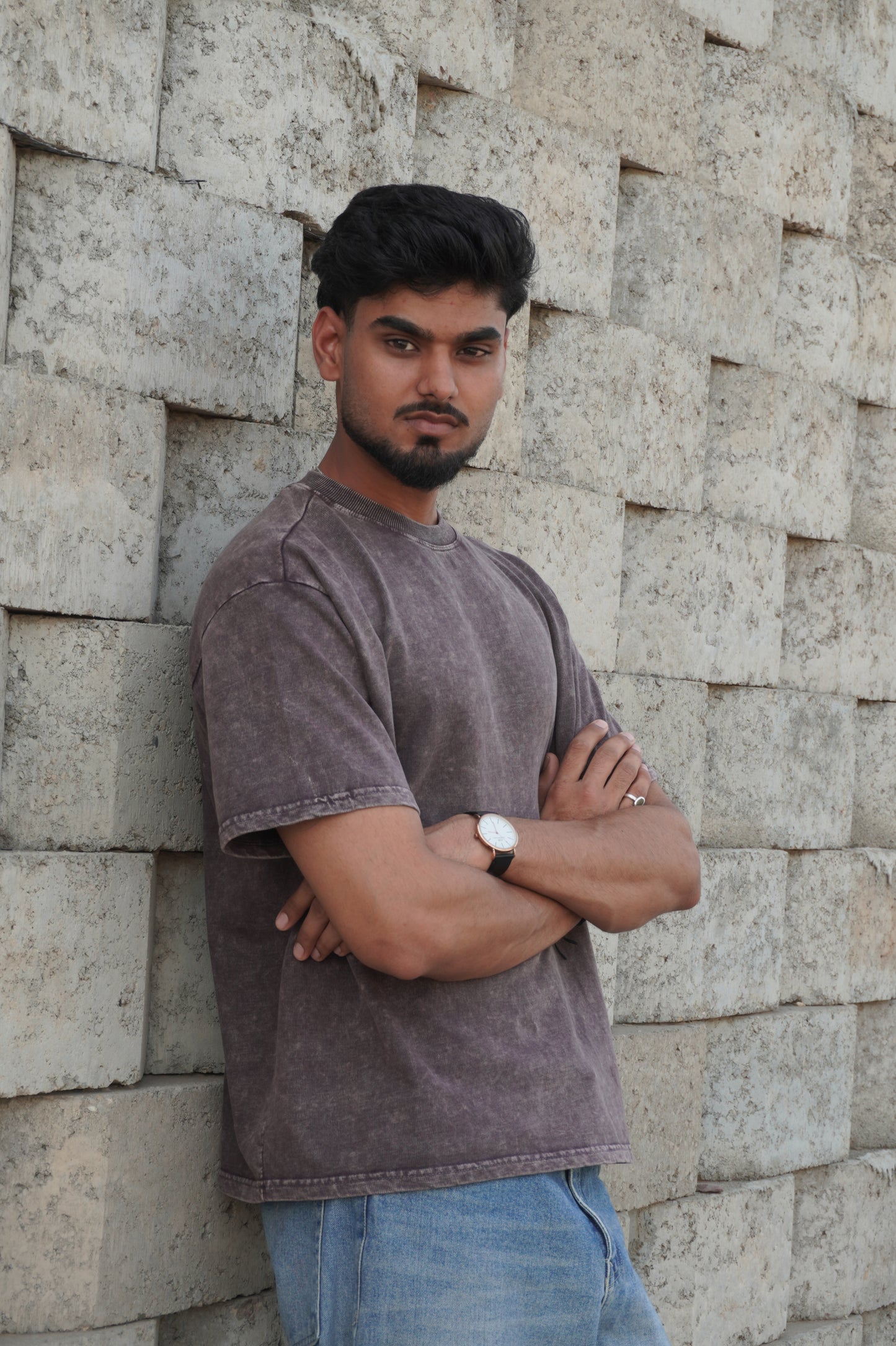 Vintage Acid Wash Boxy Fit T-Shirt – 250 GSM Heavyweight Cotton