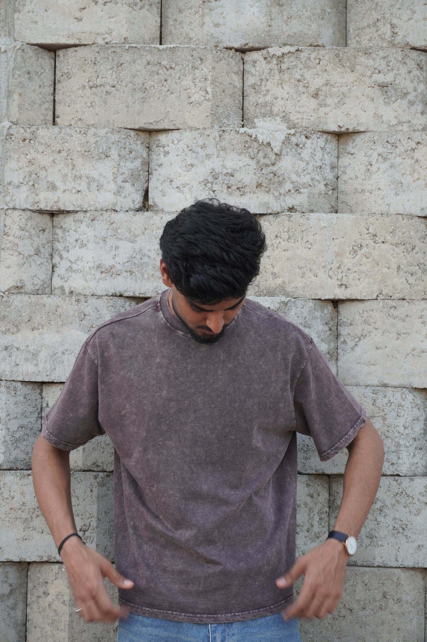 Vintage Acid Wash Boxy Fit T-Shirt – 250 GSM Heavyweight Cotton