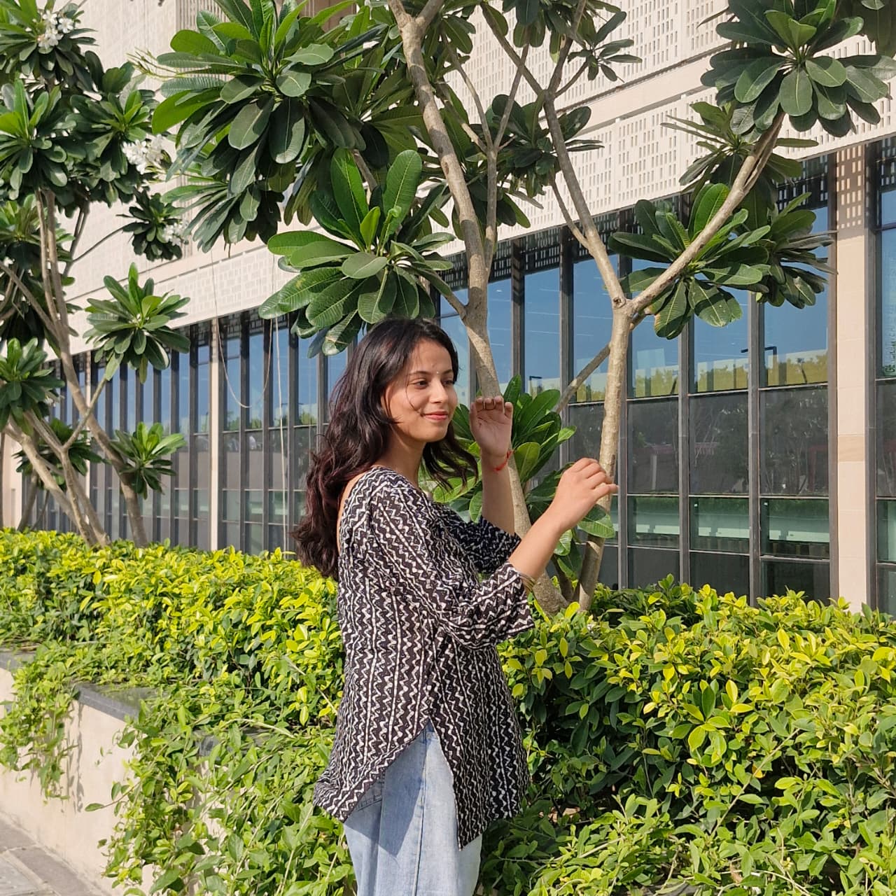 Black Cotton Short Kurti with Sweetheart Neck & Deep Back | 3/4 Sleeves