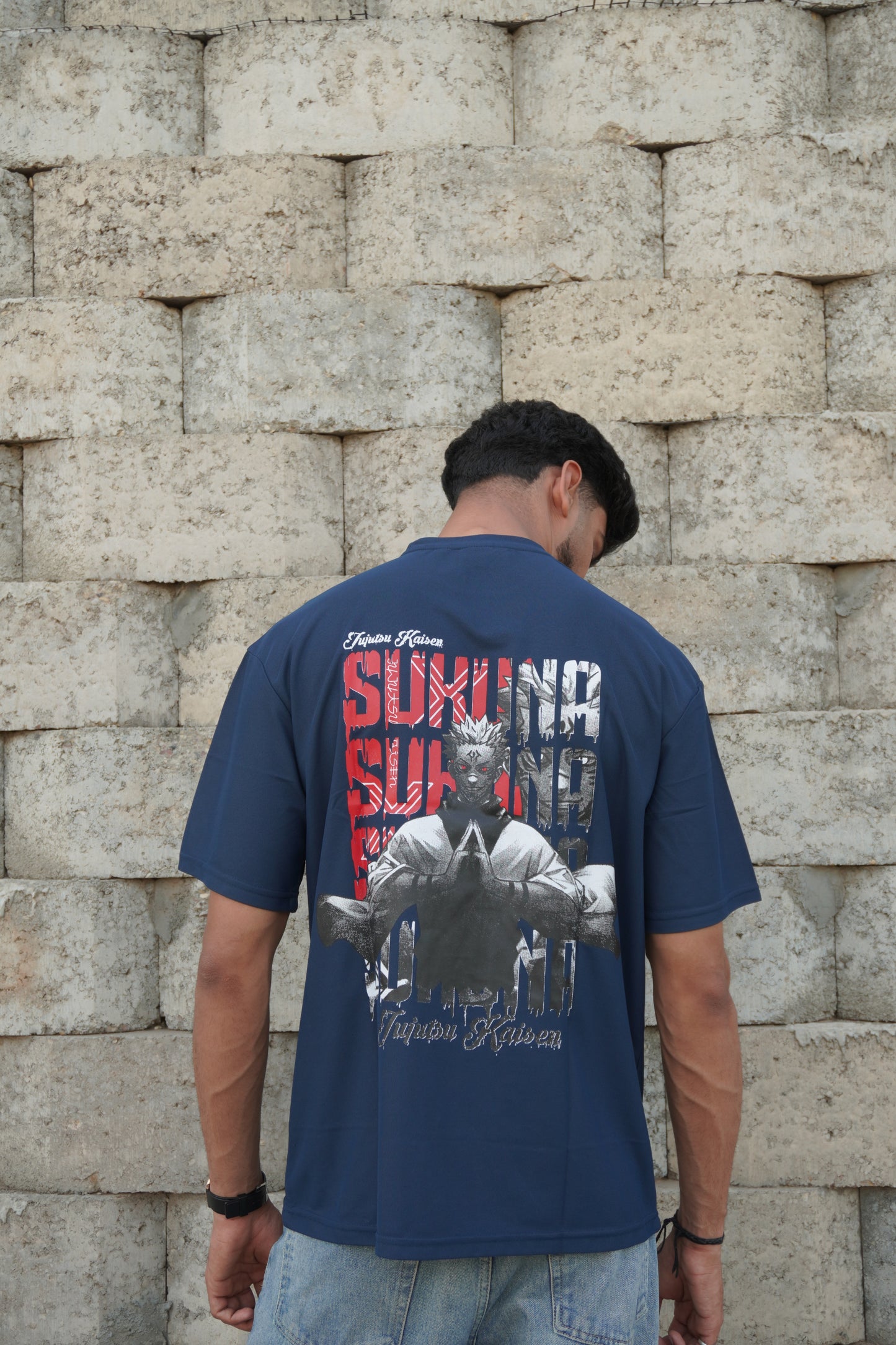 Sukuna Anime Graphic T-Shirt – Blue | 180 GSM Premium Streetwear Tee