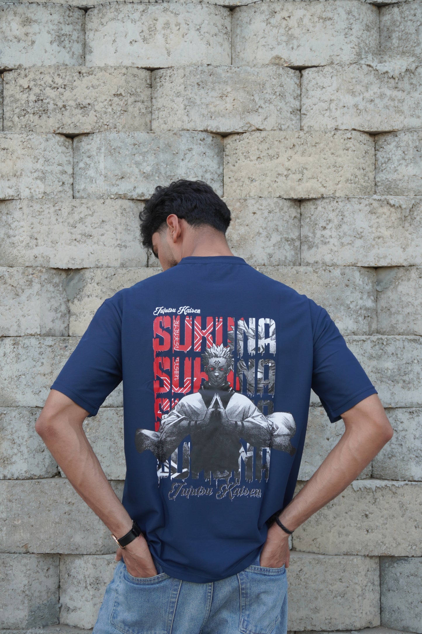 Sukuna Anime Graphic T-Shirt – Blue | 180 GSM Premium Streetwear Tee