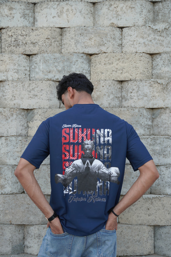 Sukuna Anime Graphic T-Shirt – Blue | 180 GSM Premium Streetwear Tee