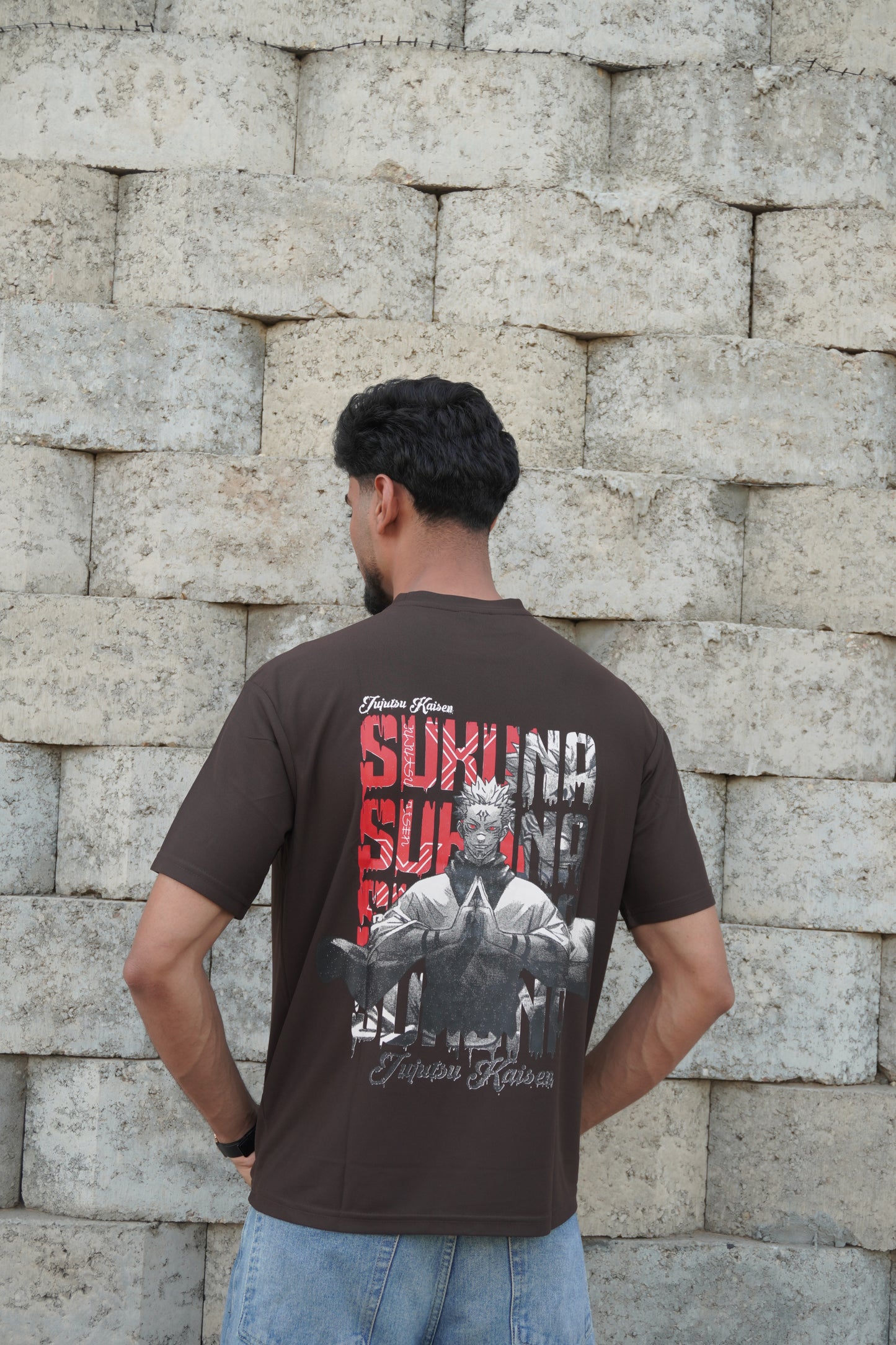 Sukuna Anime Graphic T-Shirt – Brown | 180 GSM Premium Streetwear Tee