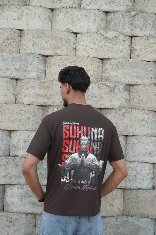 Sukuna Anime Graphic T-Shirt – Brown | 180 GSM Premium Streetwear Tee