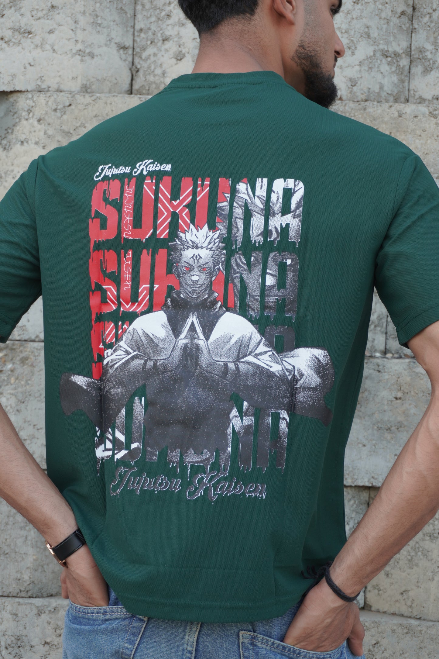 Sukuna Anime Graphic T-Shirt – Green | 180 GSM Premium Streetwear Tee