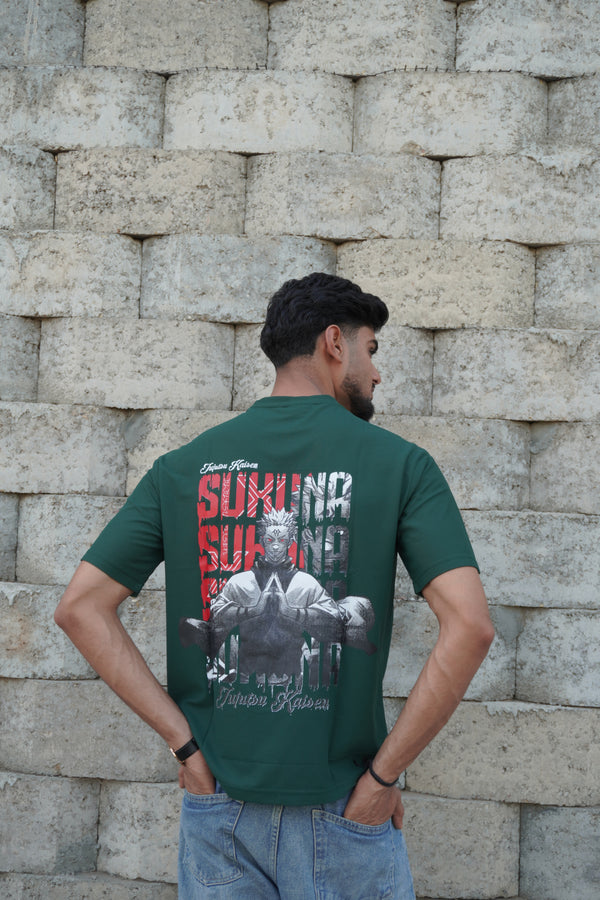 Sukuna Anime Graphic T-Shirt – Green | 180 GSM Premium Streetwear Tee