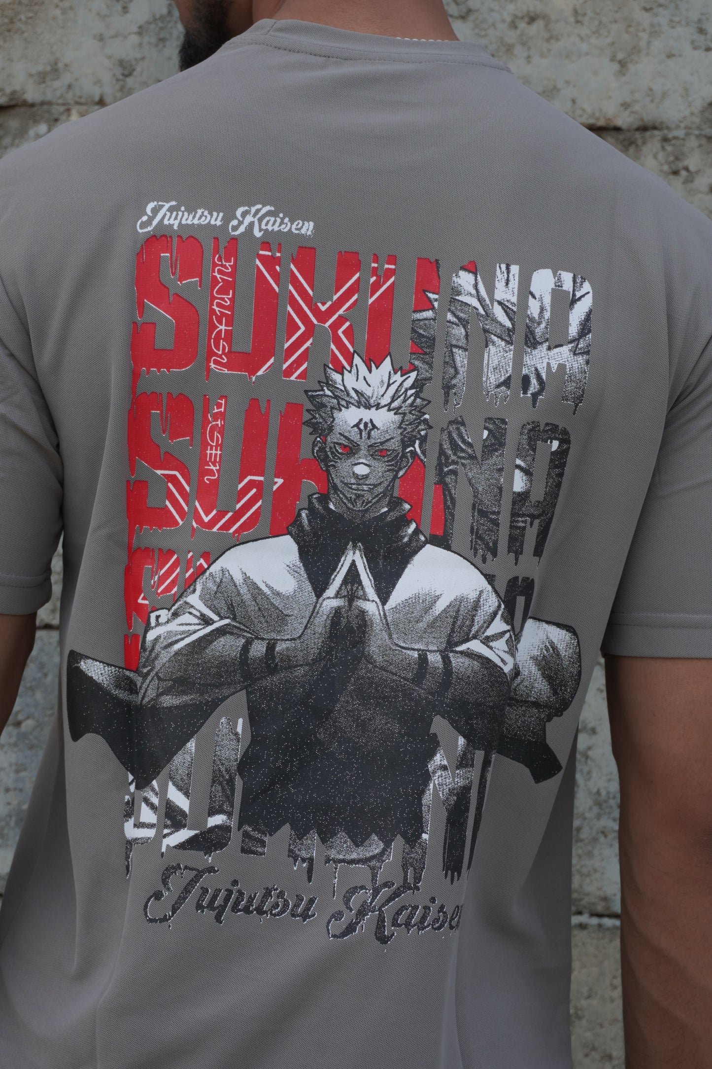 Sukuna Anime Graphic T-Shirt – Grey | 180 GSM Premium Streetwear Tee