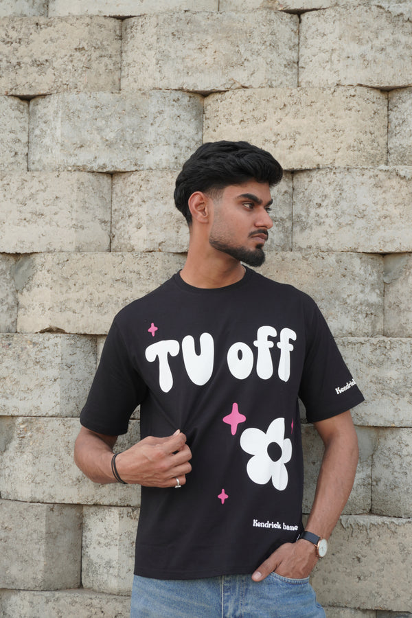 TV Off Graphic Printed T-Shirt – Black | 220 GSM Pure Cotton