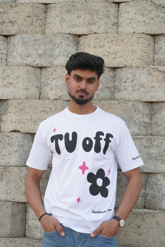 TV Off Graphic Printed T-Shirt – White | 220 GSM Pure Cotton