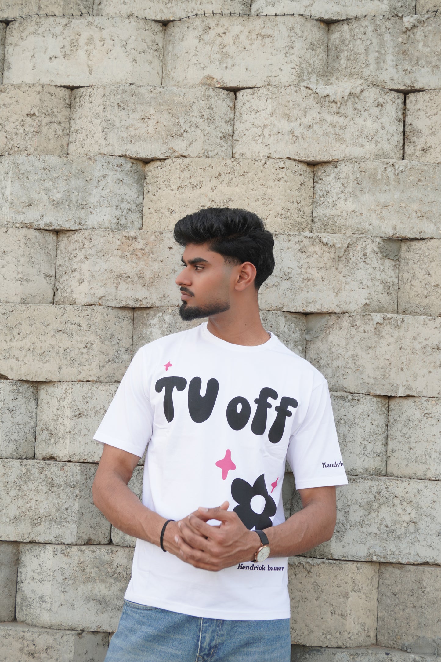 TV Off Graphic Printed T-Shirt – White | 220 GSM Pure Cotton