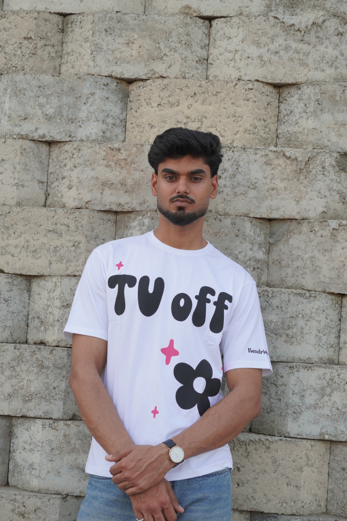 TV Off Graphic Printed T-Shirt – White | 220 GSM Pure Cotton