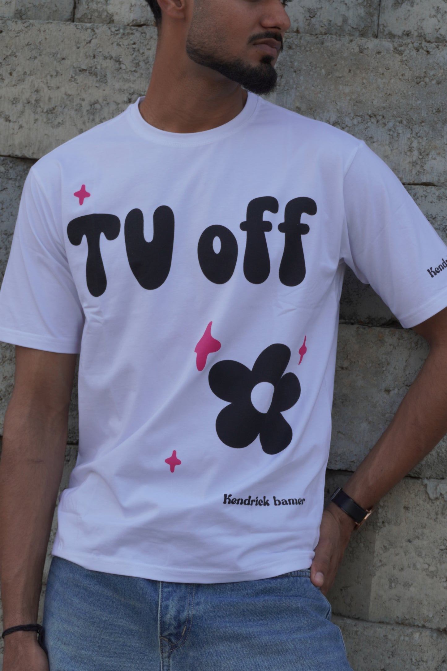 TV Off Graphic Printed T-Shirt – White | 220 GSM Pure Cotton
