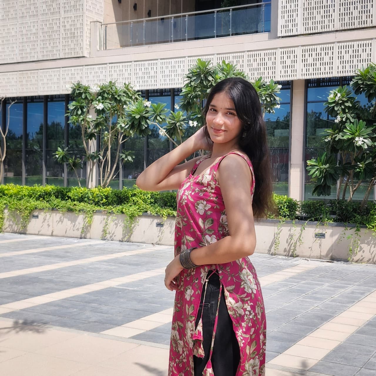 Long Cotton Floral Kurti for Women – Square Neck Festive & Casual Wear